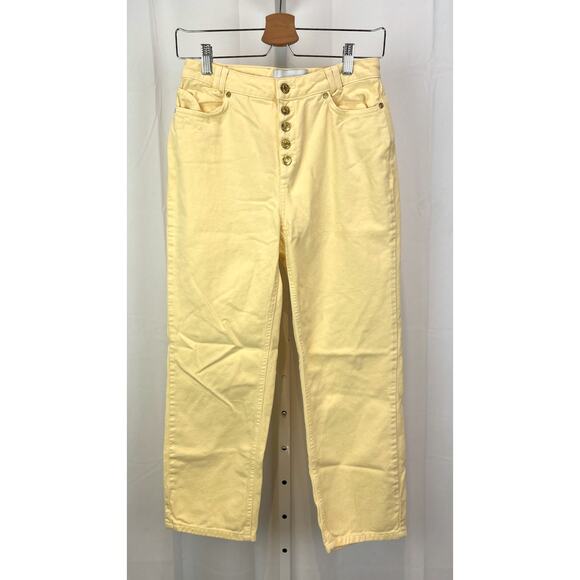 HOUSE OF SUNNY Size 4 Button Fly Cropped Jeans Cotton Denim Yellow Straight - Picture 1 of 9